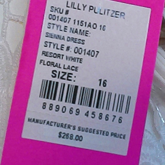 NEW Lilly Pulitzer Sienna Resort White Dress 2 Linings+Straps Lame Hem Sz16 R288 - Picture 12 of 15